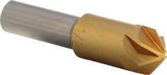 M.A. Ford - 1/2" Head Diam, 3/8" Shank Diam, 6 Flute 100° High Speed Steel Countersink - TiN Finish, 2" OAL - Apex Tool & Supply