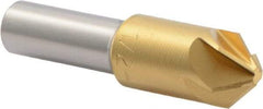 M.A. Ford - 1/2" Head Diam, 3/8" Shank Diam, 6 Flute 90° High Speed Steel Countersink - TiN Finish, 2" OAL - Apex Tool & Supply
