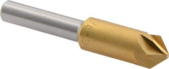 M.A. Ford - 3/8" Head Diam, 1/4" Shank Diam, 6 Flute 90° High Speed Steel Countersink - TiN Finish, 2" OAL - Apex Tool & Supply