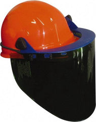 PRO-SAFE - Nylon Orange Ratchet Adjustment, Face Shield & Headgear Set - 20" Wide x 10" High x 0.06" Thick, Anti-Fog, Green Window - Apex Tool & Supply