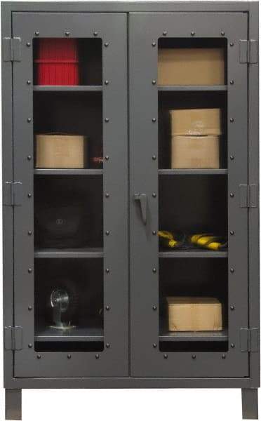 Durham - 3 Shelf Visible Storage Cabinet - Steel, 48" Wide x 24" Deep x 66" High, Gray - Apex Tool & Supply