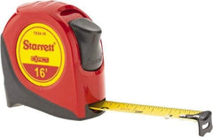 Starrett - 16' x 3/4" Yellow Blade Tape Measure - 1/16" Graduation, S1 Graduation Style, Red Case - Apex Tool & Supply
