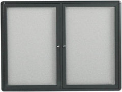 Quartet - 48" Wide x 36" High Enclosed Cork Bulletin Board - Fabric Covered, Gray - Apex Tool & Supply