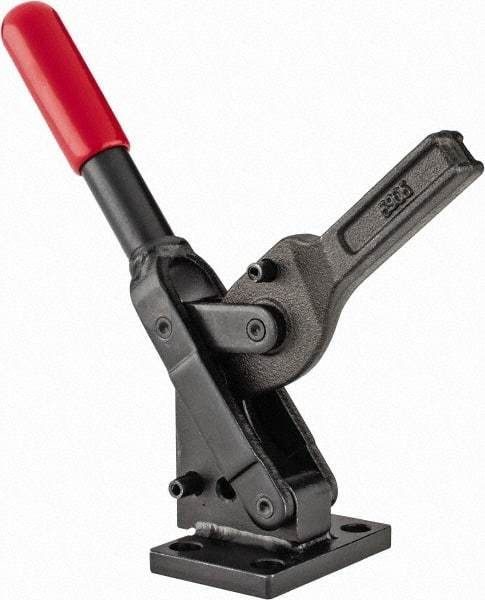 De-Sta-Co - 751 Lb Holding Capacity, Vertical Handle, Manual Hold Down Toggle Clamp - 70° Handle Movement, 135° Bar Opening, Solid Bar, Flanged Base, Oxide Finish, Forged Alloy Steel - Apex Tool & Supply