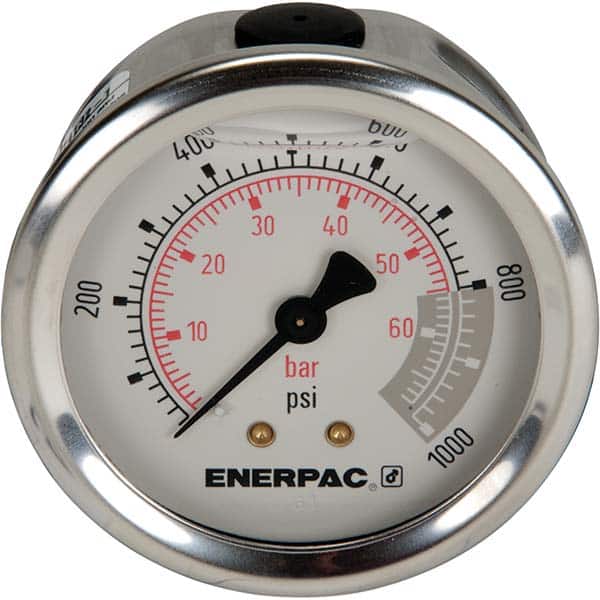 Enerpac - Hydraulic Pressure Gages & Adapters Type: Glycerine Filled Pressure Rating: 1000 - Apex Tool & Supply