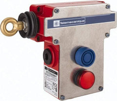 Telemecanique Sensors - 10 Amp, 2NO/2NC Configuration, Rope Operated Limit Switch - Pushbutton Reset, Rope Pull, Pilot Light Indicator, 300 VAC - Apex Tool & Supply