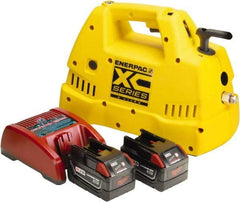 Enerpac - 10,000 psi Electric Hydraulic Pump & Jack - 2 L Oil Capacity, 3-Way, 2 Position Valve, Used with Single Acting, Advance, Hold & Retract - Apex Tool & Supply