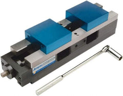 Jergens - 6" Jaw Width, 17-1/2" Max Jaw Opening, Manual Self Centering Vise - 10,100 Max Operating psi, 8.055" Stroke Length, 22" OAL x 8" OAW x 4" OAH - Apex Tool & Supply