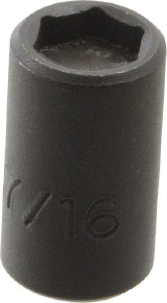 Proto - 3/8" Drive 7/16" Standard Magnetic Impact Socket - 6 Points, 1-3/32" OAL - Apex Tool & Supply