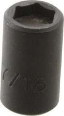 Proto - 3/8" Drive 7/16" Standard Magnetic Impact Socket - 6 Points, 1-3/32" OAL - Apex Tool & Supply