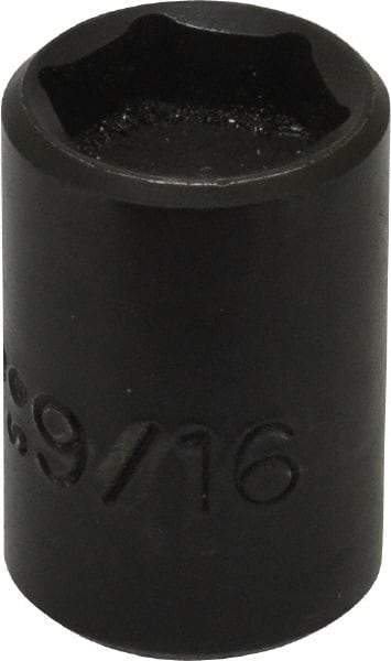 Proto - 3/8" Drive, 9/16" Socket, Power Socket - 6 Points, 1-3/16" OAL - Apex Tool & Supply