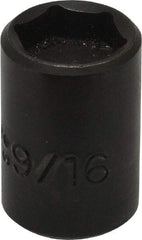Proto - 3/8" Drive, 9/16" Socket, Power Socket - 6 Points, 1-3/16" OAL - Apex Tool & Supply