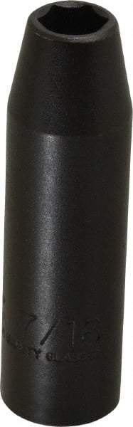 Proto - 1/2" Drive 7/16" Deep Thin Wall Impact Socket - 6 Points, 3-1/4" OAL - Apex Tool & Supply