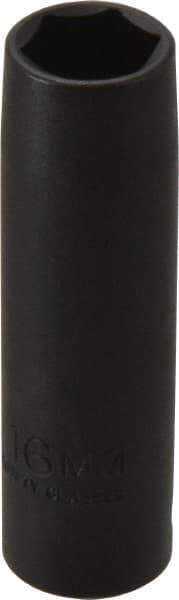Proto - 1/2" Drive 16mm Deep Thin Wall Impact Socket - 6 Points, 3-1/4" OAL - Apex Tool & Supply