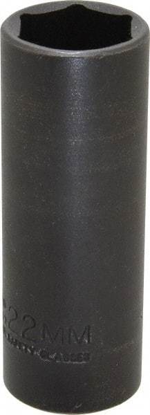 Proto - 1/2" Drive 22mm Deep Thin Wall Impact Socket - 6 Points, 3-1/2" OAL - Apex Tool & Supply