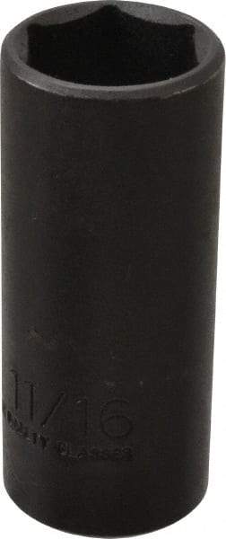 Proto - 3/8" Drive 11/16" Deep Thin Wall Impact Socket - 6 Points, 2-7/32" OAL - Apex Tool & Supply
