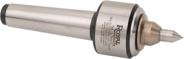 Royal Products - Straight Shank, 2-1/4" Head Diam Live Center - 5,000 Max RPM, 1.69" Long Case, 1/2" Point Diam, 0.94" Point Len, 350 Lb Max Workpiece, Spring Loaded Point - Apex Tool & Supply