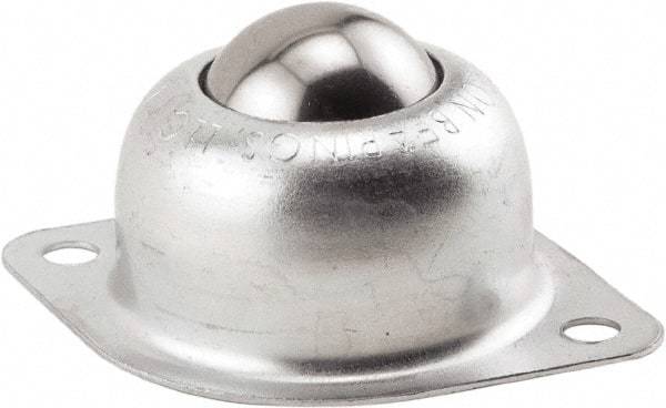 Hudson Bearing - 1 Inch Diameter, Oval, Stainless Steel Ball Transfer - 1.1875 Inch Mount Height, 75 Lb. Capacity - Apex Tool & Supply