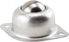 Hudson Bearing - 1 Inch Diameter, Oval, Stainless Steel Ball Transfer - 1.1875 Inch Mount Height, 75 Lb. Capacity - Apex Tool & Supply