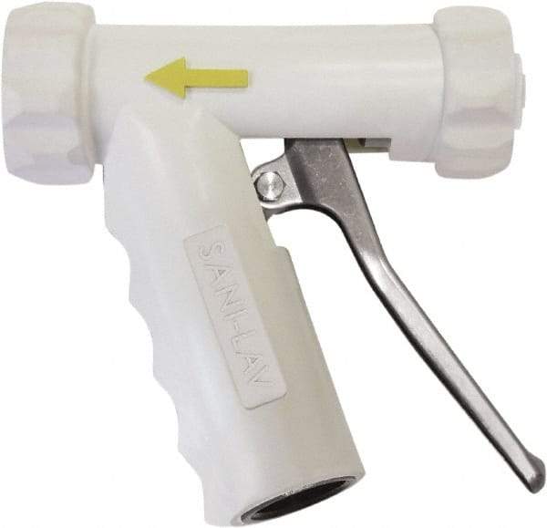 SANI-LAV - 3/4" Pipe, Insulated, Grade 304 Stainless Steel Adjustable Spray Pattern Nozzle - White, 3/4 GHT Connection, 7 Gal per min at 100 psi, 3/4 GHT, 3/4" Orifice Diam, For Use With Water - Apex Tool & Supply