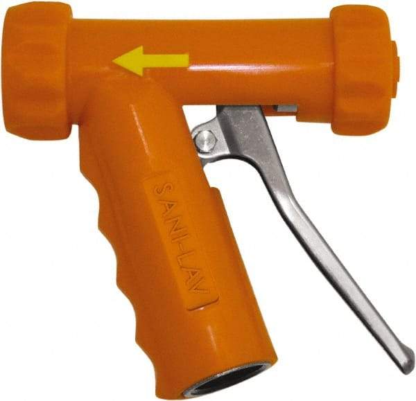 SANI-LAV - 3/4" Pipe, Insulated, Grade 304 Stainless Steel Adjustable Spray Pattern Nozzle - Safety Orange, 3/4 GHT Connection, 7 Gal per min at 100 psi, 3/4 GHT, 3/4" Orifice Diam, For Use With Water - Apex Tool & Supply