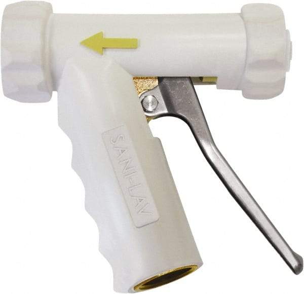 SANI-LAV - 3/4" Pipe, Insulated, Grade C-36000 Brass Adjustable Spray Pattern Nozzle - White, 3/4 GHT Connection, 7 Gal per min at 100 psi, 3/4 GHT, 3/4" Orifice Diam, For Use With Water - Apex Tool & Supply