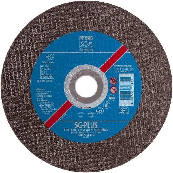 PFERD - 5" 60 Grit Aluminum Oxide Cutoff Wheel - 0.03" Thick, 7/8" Arbor, Use with Angle Grinders - Apex Tool & Supply