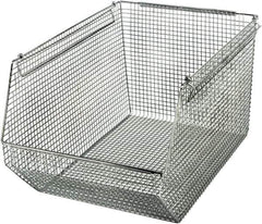 Quantum Storage - 175 Lb. Load Capacity, 18-1/2" Deep, Chrome Hopper Stacking Bin - 10-1/8" High x 11" Wide x 18-1/2" Long - Apex Tool & Supply