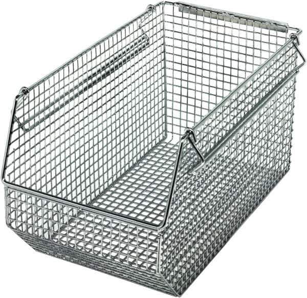 Quantum Storage - 175 Lb. Load Capacity, 14-1/2" Deep, Chrome Hopper Stacking Bin - 7" High x 8" Wide x 14-1/2" Long - Apex Tool & Supply