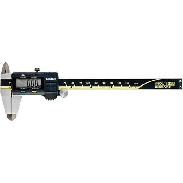 Mitutoyo - 0 to 6" Range 0.01mm Resolution, Electronic Caliper - Steel with 40mm Steel Jaws, 0.001" Accuracy, SPC Output - Apex Tool & Supply