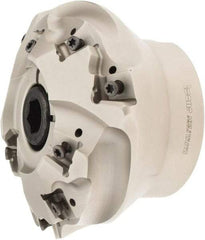 Iscar - 4.252" Cut Diam, 1-1/4" Arbor Hole, 0.637" Max Depth of Cut, 30° Indexable Chamfer & Angle Face Mill - 9 Inserts, T490 LN.. 1306.. Insert, Right Hand Cut, 9 Flutes, Through Coolant, Series Helitang - Apex Tool & Supply