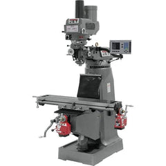 Jet - 9" Table Width x 49" Table Length, Variable Speed Pulley Control, 3 Phase Knee Milling Machine - R8 Spindle Taper, 3 hp - Apex Tool & Supply