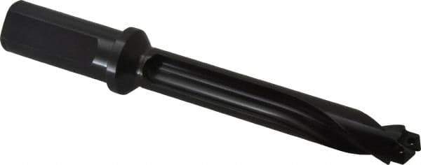Allied Machine and Engineering - Series 20, 20 to 21.99mm Diam, 1" Diam Straight Shank with Flange, Straight Flute Spade Drill - 4-11/32" Max Depth, 5-11/16" Body Length, 7-61/64" OAL, Standard Length, Through Coolant - Apex Tool & Supply
