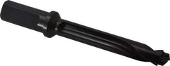 Allied Machine and Engineering - Series 20, 20 to 21.99mm Diam, 1" Diam Straight Shank with Flange, Straight Flute Spade Drill - 4-11/32" Max Depth, 5-11/16" Body Length, 7-61/64" OAL, Standard Length, Through Coolant - Apex Tool & Supply