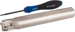 Seco - 1" Cut Diam, 0.354" Max Depth of Cut, 1" Shank Diam, 6.693" OAL, Indexable Square Shoulder End Mill - XO.X 10T3.. Inserts, Cylindrical Shank, 90° Lead Angle, Through Coolant, Series Turbo 10 - Apex Tool & Supply