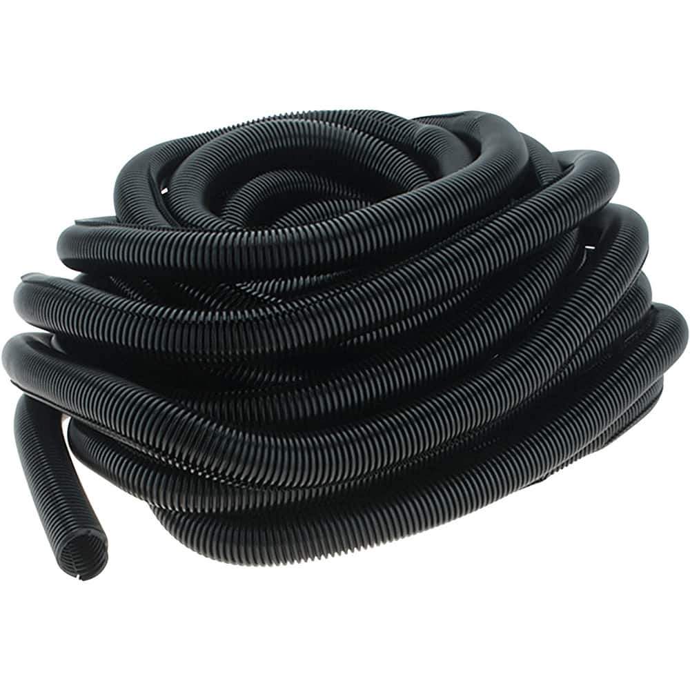 Value Collection - 1" Trade Size, 50' Long, Flexible Split Loom Conduit - Thermoplastic, 0.95" ID, Black - Apex Tool & Supply