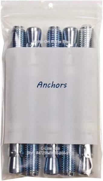 C-LINE - 5" Long x 11" Wide x 10-3/4" High, 0.002 mil Thick, Self Seal Antistatic Poly Bag - Clear & White - Apex Tool & Supply