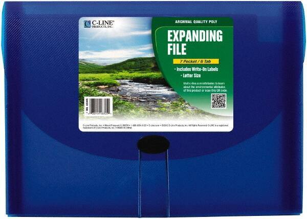 C-LINE - 13 x 9-1/4 x 1-5/8", Letter Size, Blue, Expandable File Folders with Top Tab Pocket - Has Index Tabs, 1 per Box - Apex Tool & Supply