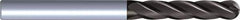 Kennametal - 11/32" Diam, 1" LOC, 4 Flute Solid Carbide Ball End Mill - TiAlN Finish, Single End, 2-1/2" OAL, 3/8" Shank Diam - Apex Tool & Supply