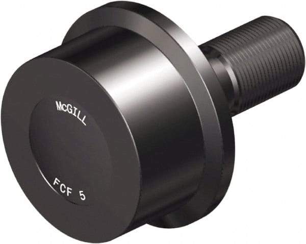 McGill - 4" Roller Diam x 2" Width, 1-1/4" Stud Diam x 2-3/4" Length, Flanged Load Roller - Steel, 1-3/4" Thread Length, 1-1/4-12 Thread, 4-3/4" OAL, 14,300 Lb Dynamic Cap, 16,000 Lb Static Cap - Apex Tool & Supply
