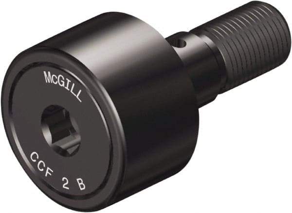 McGill - 1-3/8" Roller Diam x 3/4" Width, 1/2" Stud Diam x 1-1/4" Length, Crowned Sealed Stud Cam Follower with Hex - Steel, 5/8" Thread Length, 1/2-20 Thread, 2.03" OAL, 3,930 Lb Dynamic Cap, 4,250 Lb Static Cap - Apex Tool & Supply