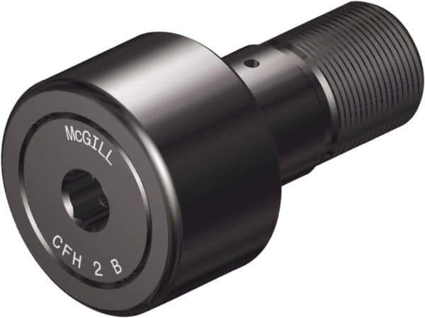 McGill - 1/2" Roller Diam x 3/8" Width, 3/16" Stud Diam x 5/8" Length, Sealed Heavy Stud Cam Follower with Hex - Steel, 1/4" Thread Length, 1/4-28 Thread, 1.03" OAL, 680 Lb Dynamic Cap, 1,580 Lb Static Cap - Apex Tool & Supply