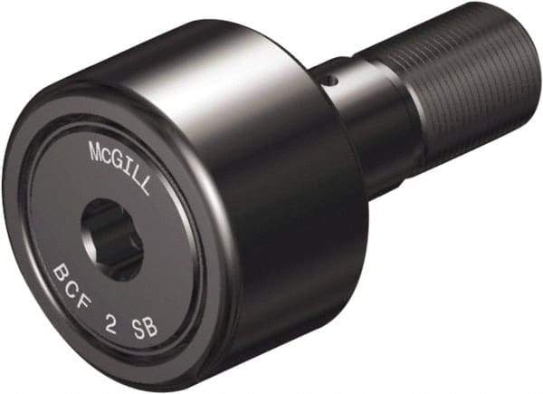 McGill - 1" Roller Diam x 5/8" Width, 7/16" Stud Diam x 1" Length, Sealed Self Lubricating Stud Cam Follower with Nonmetallic Bushing and Hex - Steel, 1/2" Thread Length, 7/16-20 Thread, 1.66" OAL - Apex Tool & Supply