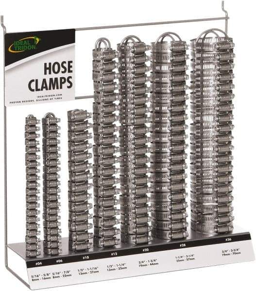 IDEAL TRIDON - 130 Piece, 5/16 to 2-3/4" Diam, Worm Drive Clamp Set - 20 Micro 6, 10 Size 10 20 Size 12, 20 Size 20, 20 Size 28, 20 Size 36, 20 Micro 4 - Apex Tool & Supply