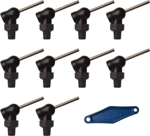 Loc-Line - 1/8" Hose Inside Diam, High-Pressure Coolant Hose Nozzle - NPT, for Use with Loc-Line Modular Hose System, 10 Pieces - Apex Tool & Supply