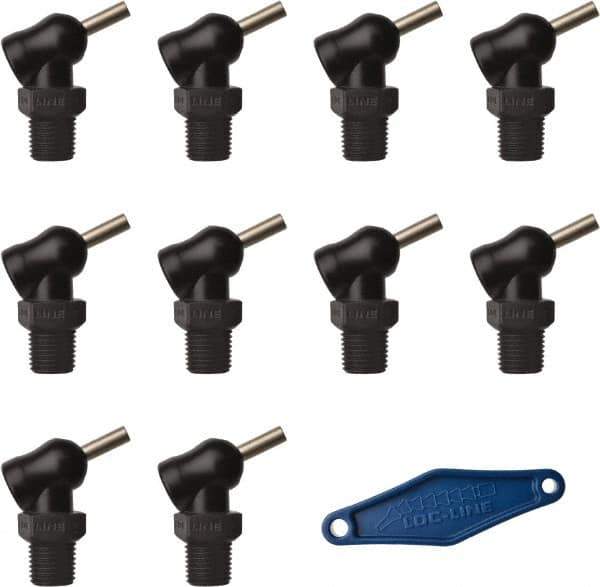 Loc-Line - 1/4" Hose Inside Diam x 5/32" Nozzle Diam, High-Pressure Coolant Hose Nozzle - NPT, for Use with Loc-Line Modular Hose System, 10 Pieces - Apex Tool & Supply