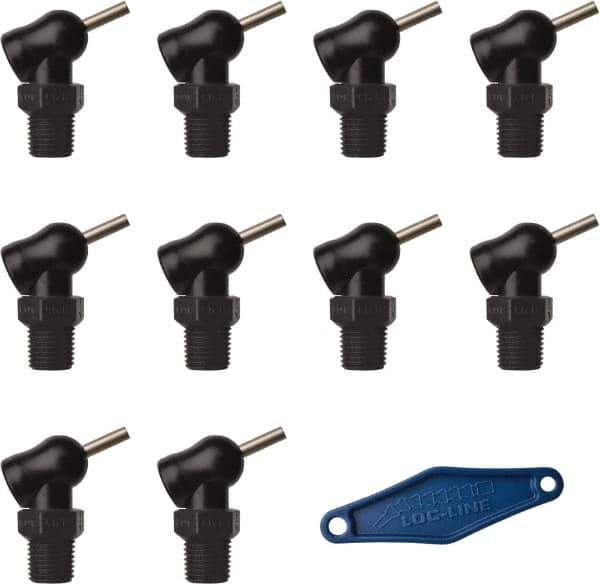 Loc-Line - 1/4" Hose Inside Diam, High-Pressure Coolant Hose Nozzle - NPT, for Use with Loc-Line Modular Hose System, 10 Pieces - Apex Tool & Supply
