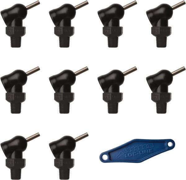 Loc-Line - 1/8" Hose Inside Diam, High-Pressure Coolant Hose Nozzle - NPT, for Use with Loc-Line Modular Hose System, 10 Pieces - Apex Tool & Supply