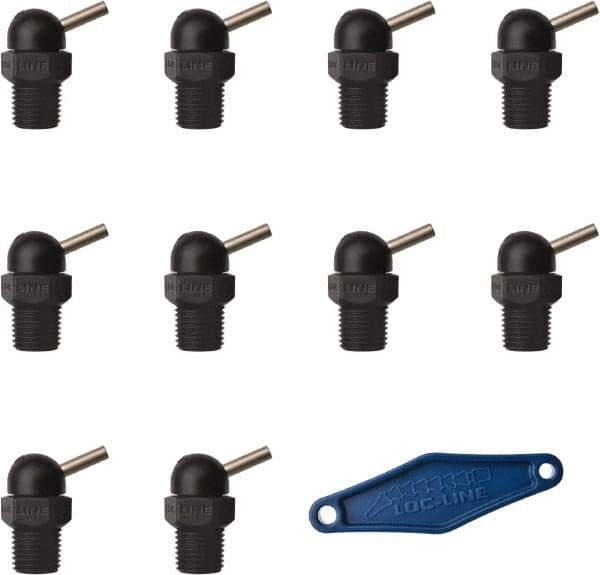 Loc-Line - 1/4" Hose Inside Diam, High-Pressure Coolant Hose Nozzle - NPT, for Use with Loc-Line Modular Hose System, 10 Pieces - Apex Tool & Supply