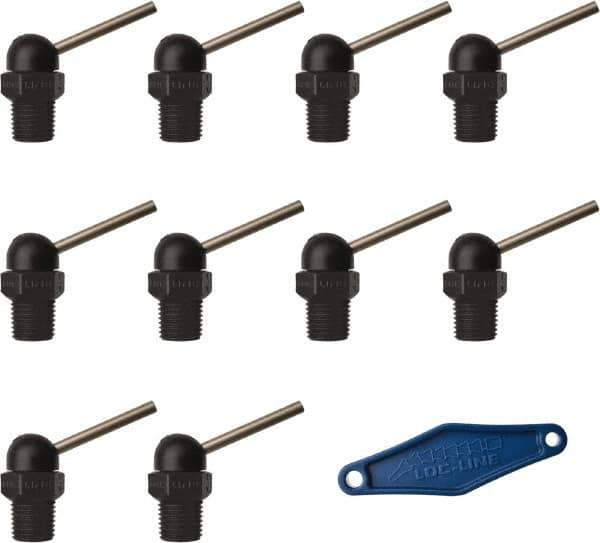 Loc-Line - 1/4" Hose Inside Diam, High-Pressure Coolant Hose Nozzle - NPT, for Use with Loc-Line Modular Hose System, 10 Pieces - Apex Tool & Supply